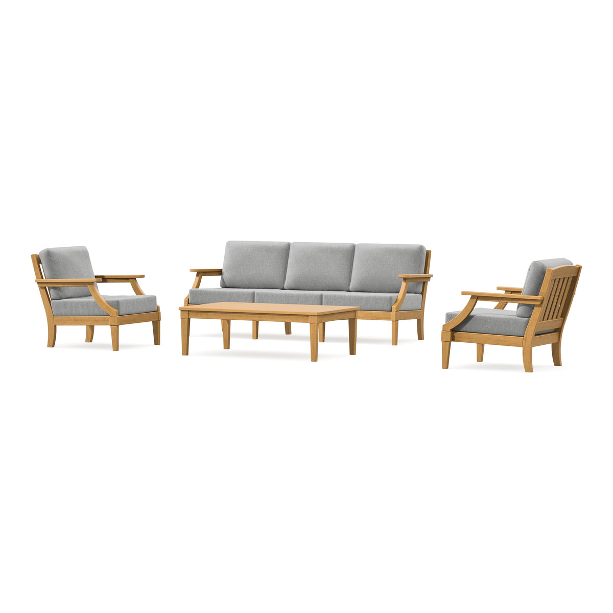 POLYWOOD PW Designer Series Estate 4-Piece Lounge Sofa Set in Natural / Grey Mist