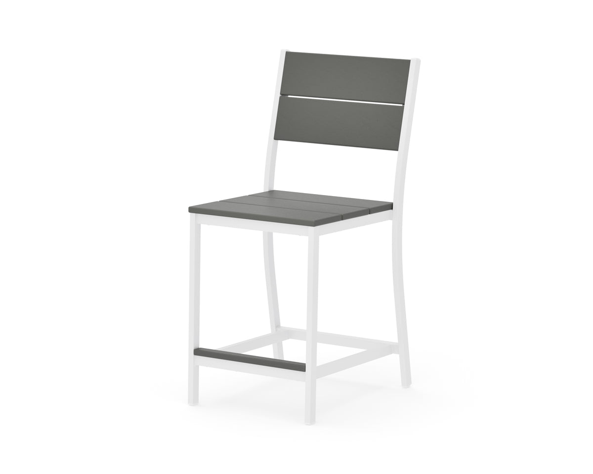 POLYWOOD Main Street Counter Side Chair in White / Slate Grey