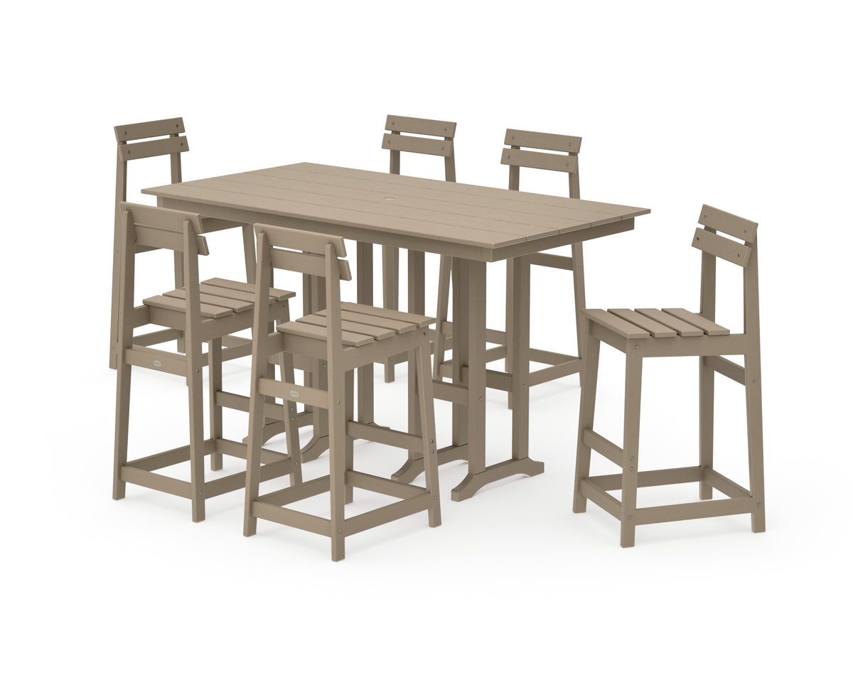 POLYWOOD Modern Studio Plaza Bar Chair 7-Piece Set in Vintage Sahara