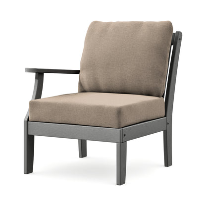 POLYWOOD Braxton Modular Left Arm Chair in Slate Grey / Spiced Burlap