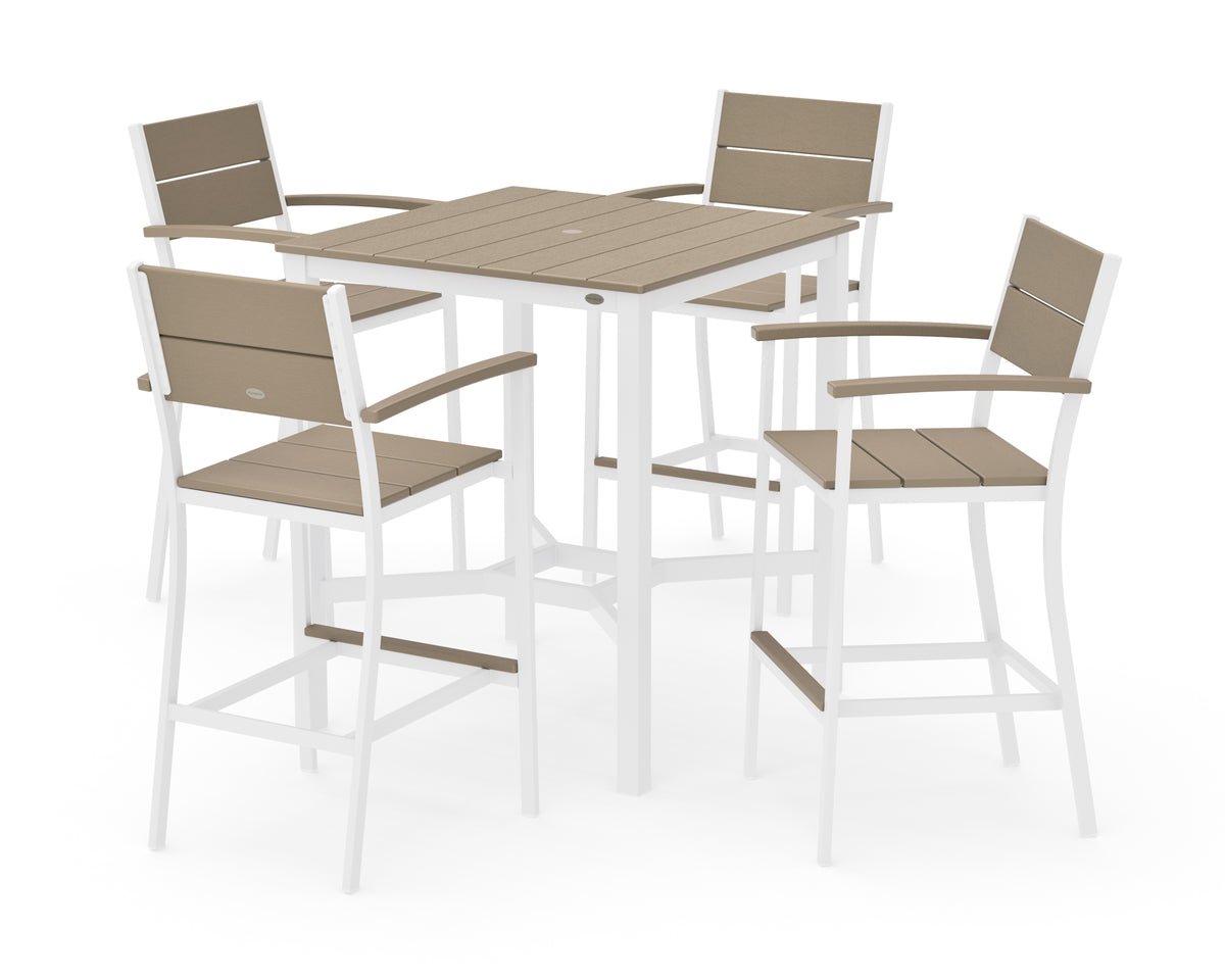 POLYWOOD Main Street 5-Piece Bar Set in White / Vintage Sahara