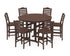 POLYWOOD Savannah 7-Piece Farmhouse Side Chair Round Bar Set in Mahogany