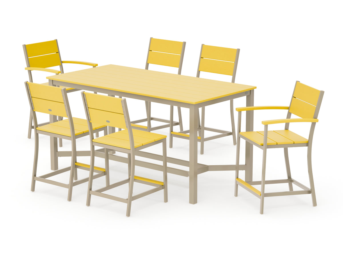 POLYWOOD Main Street 7-Piece Counter Set in Sand / Lemon