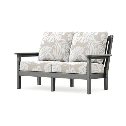 POLYWOOD Chippendale Deep Seating Loveseat in Slate Grey / Leaf Dune Burlap
