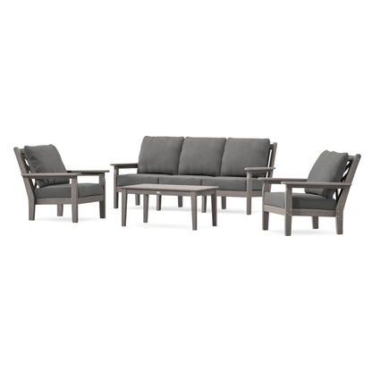 POLYWOOD Chippendale 4-Piece Deep Seating Set with Sofa in Driftwood