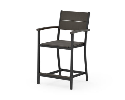 POLYWOOD Main Street Counter Arm Chair in Black / Vintage Coffee