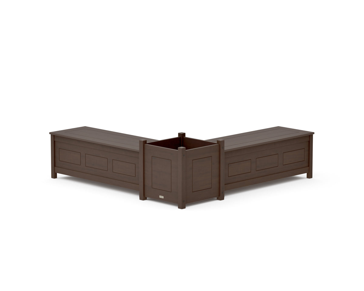 POLYWOOD 48" Country Living L-Shaped Planter Storage Bench Set - Large in Kona