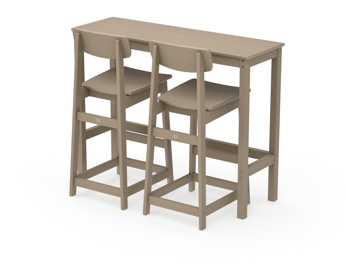 POLYWOOD Modern Studio Urban Bar Chair 3-Piece Balcony Set in Vintage Sahara