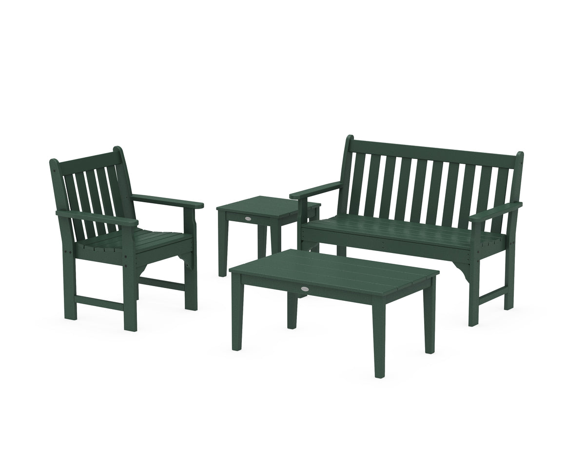 POLYWOOD Vineyard 4-Piece Bench Seating Set in Green