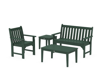 POLYWOOD Vineyard 4-Piece Bench Seating Set in Green