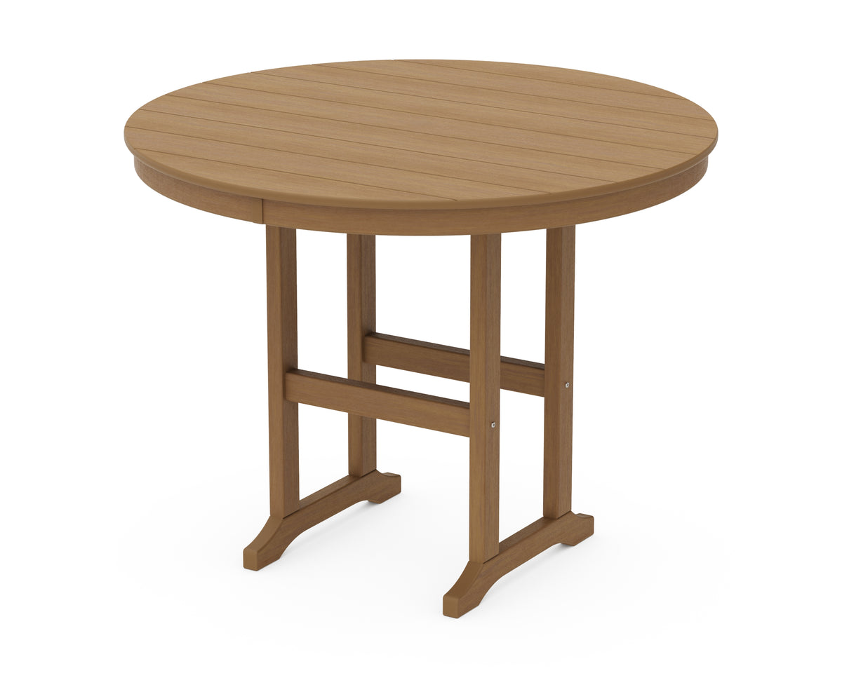 POLYWOOD 48" Round Farmhouse Counter Table in Natural