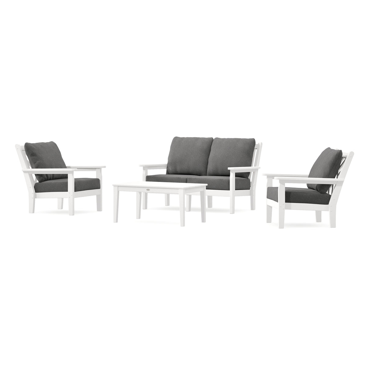 POLYWOOD Chippendale 4-Piece Deep Seating Set with Loveseat in Vintage White