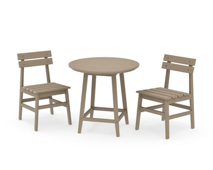 POLYWOOD Modern Studio Plaza Chair 3-Piece Round Bistro Dining Set in Vintage Sahara