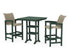 POLYWOOD Coastal Woven 3-Piece Farmhouse Bar Set with Trestle Legs in Green / Dune Grass