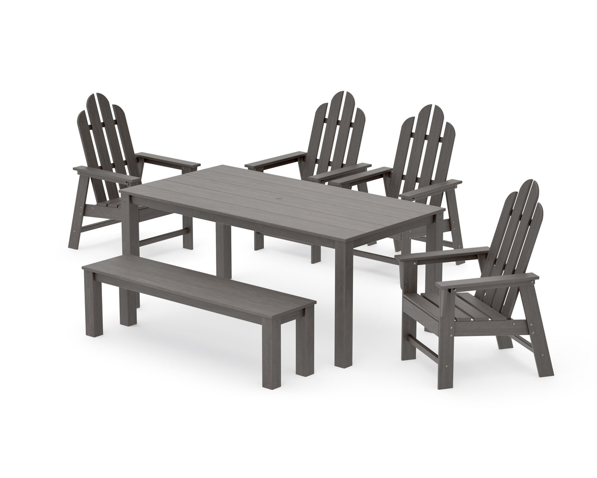 POLYWOOD Long Island 6-Piece Parsons Dining Set with Bench in Driftwood