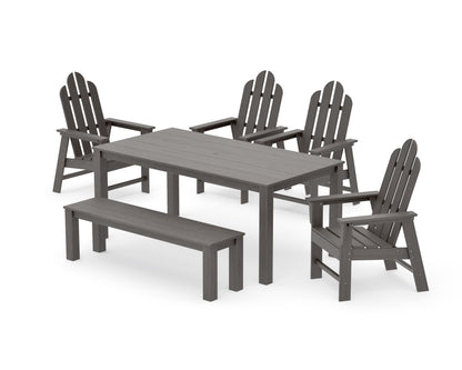 POLYWOOD Long Island 6-Piece Parsons Dining Set with Bench in Driftwood