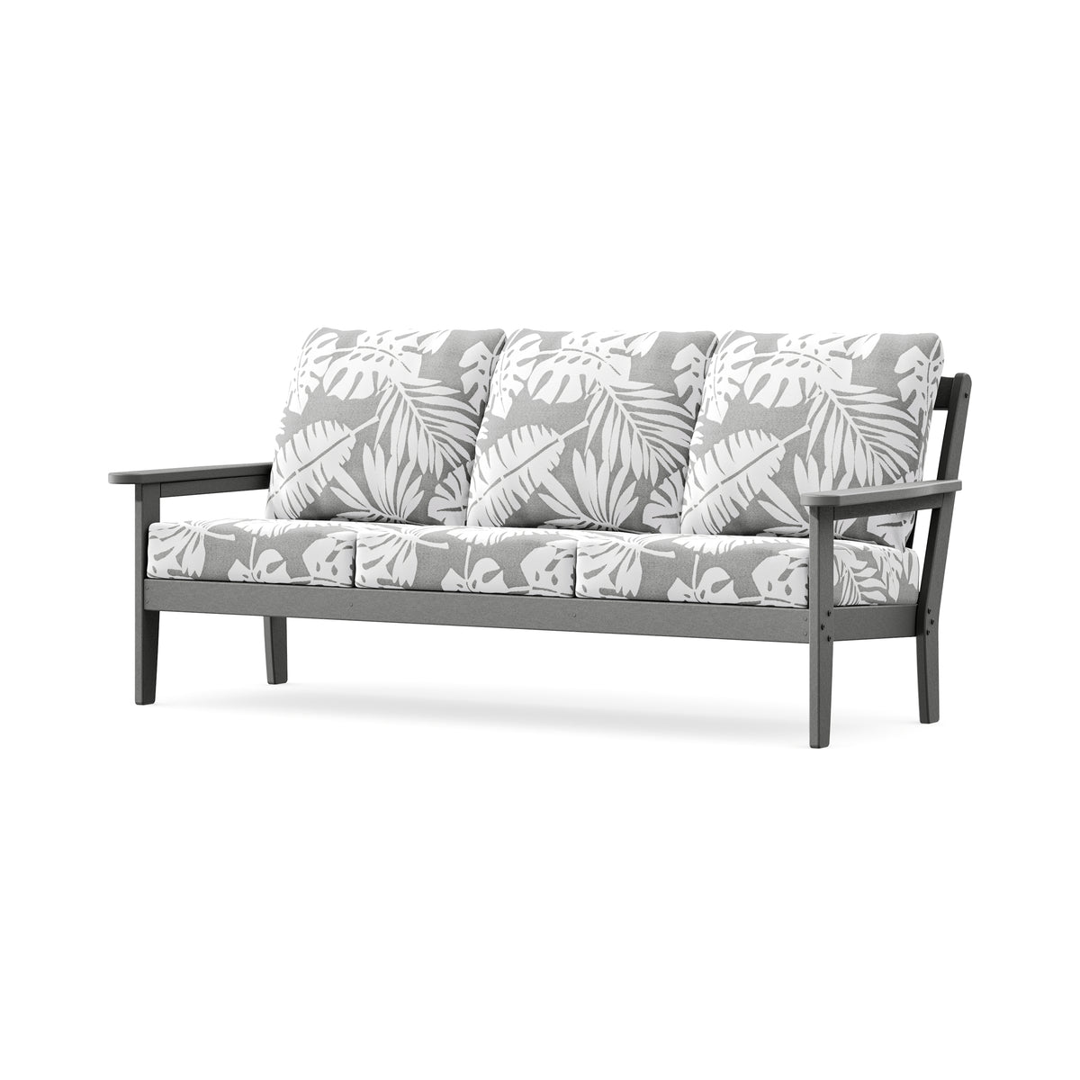 POLYWOOD Cottage Deep Seating Sofa in Slate Grey / Leaf Grey Mist