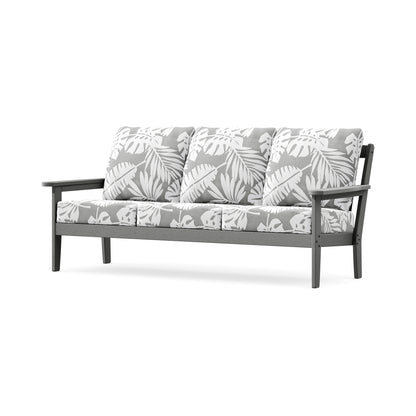 POLYWOOD Cottage Deep Seating Sofa in Slate Grey / Leaf Grey Mist