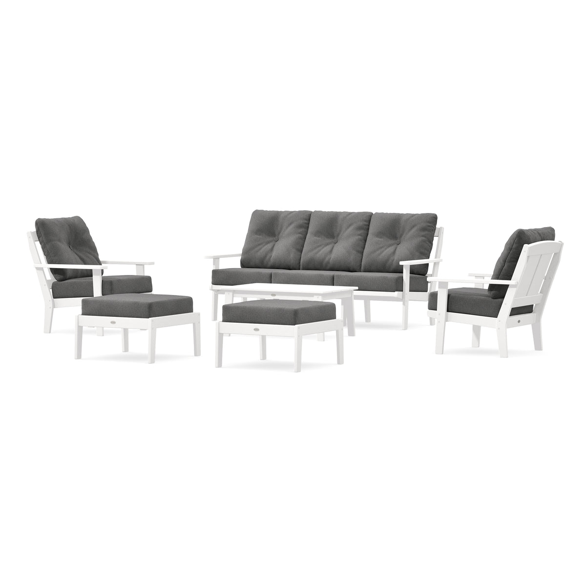 POLYWOOD Mission 6-Piece Lounge Sofa Set in White