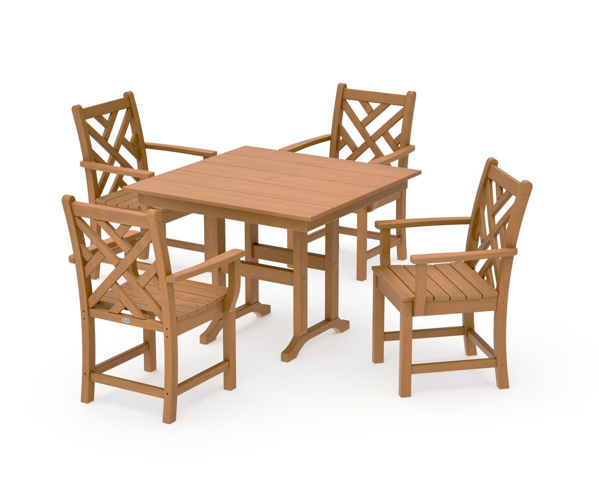 POLYWOOD Chippendale 5-Piece Farmhouse Dining Set in Natural
