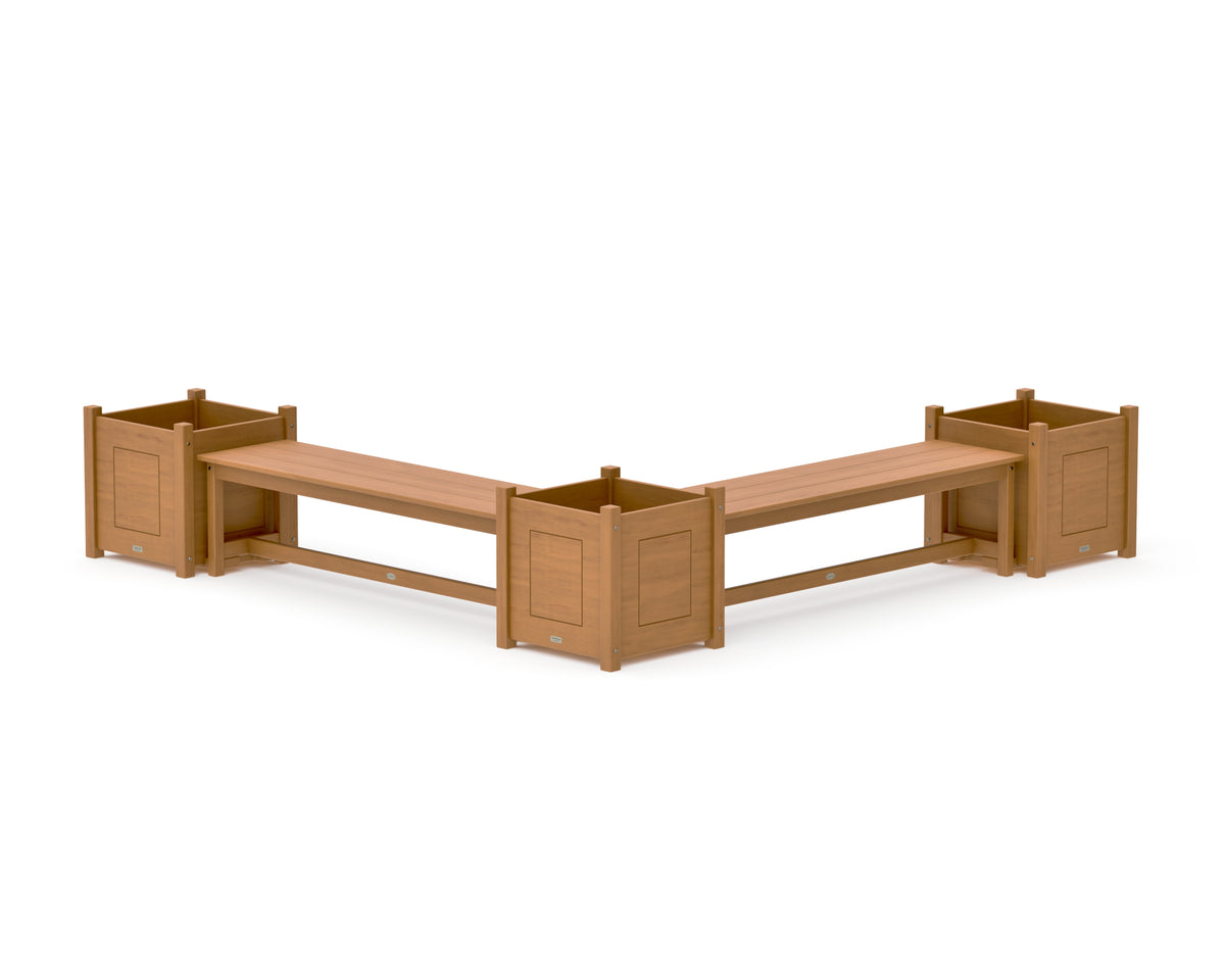 POLYWOOD 60" Country Living L-Shaped Planter Bench Corner Set - Large in Natural
