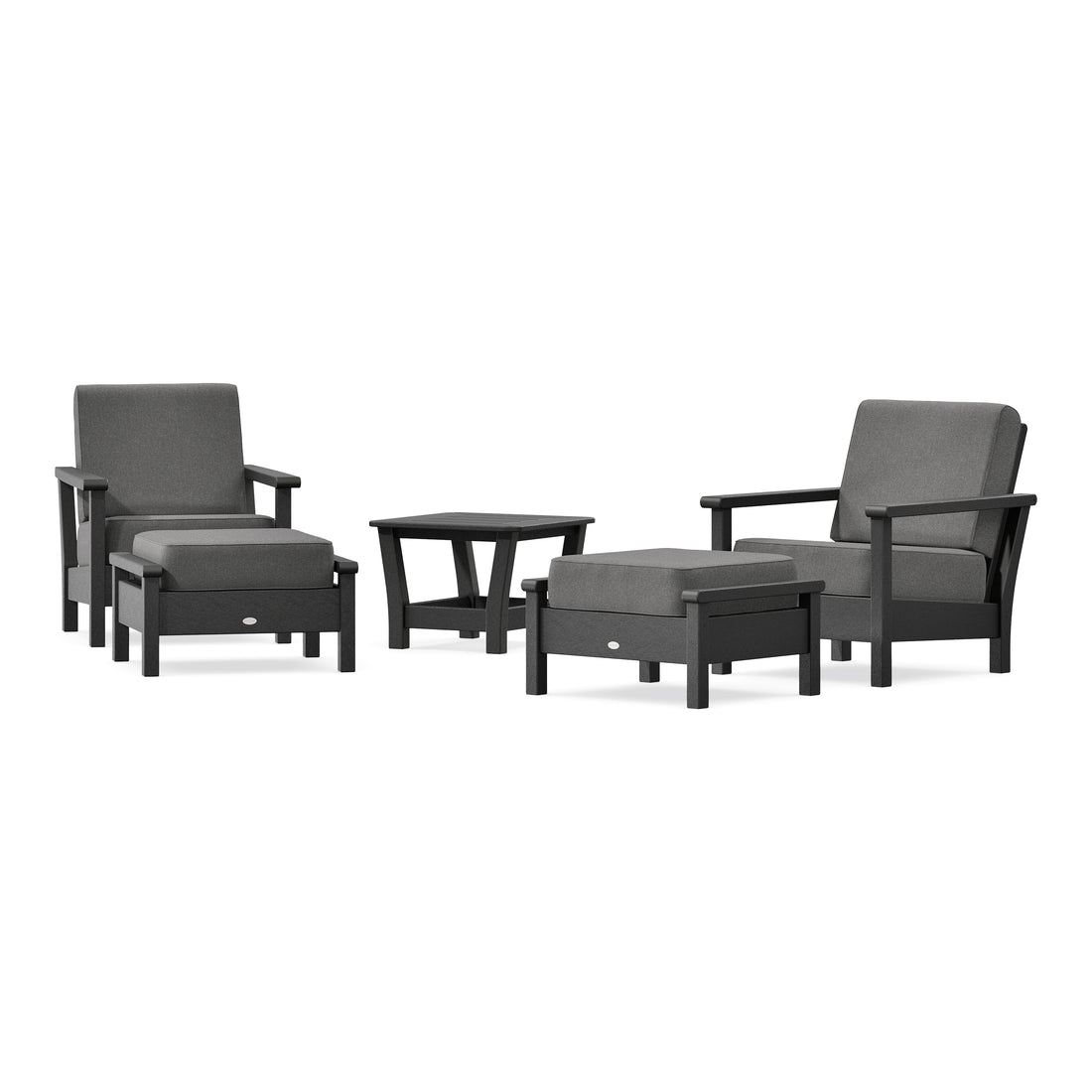 POLYWOOD Harbour 5-Piece Deep Seating Chair Set in Black