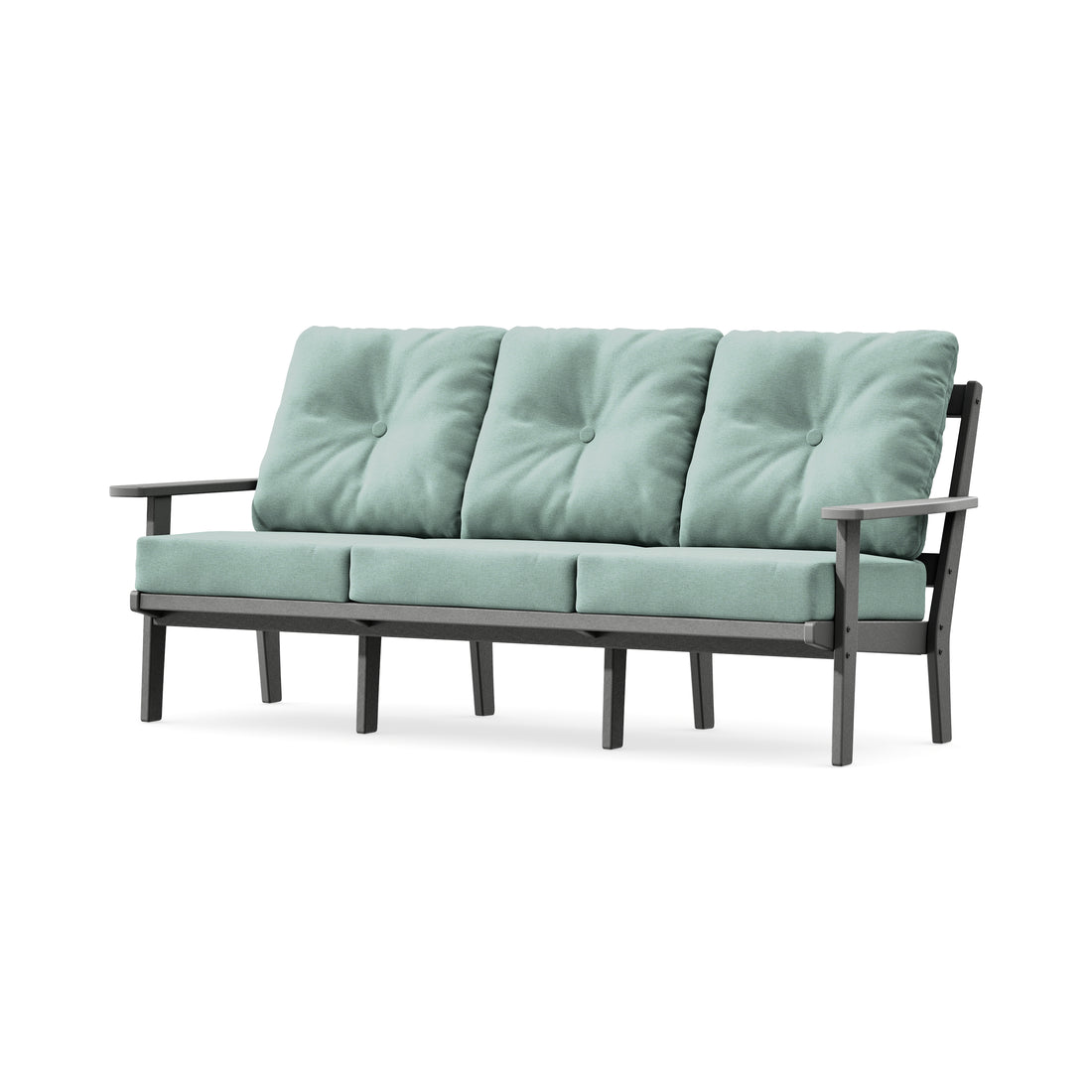 POLYWOOD Oxford Deep Seating Sofa in Slate Grey / Glacier Spa