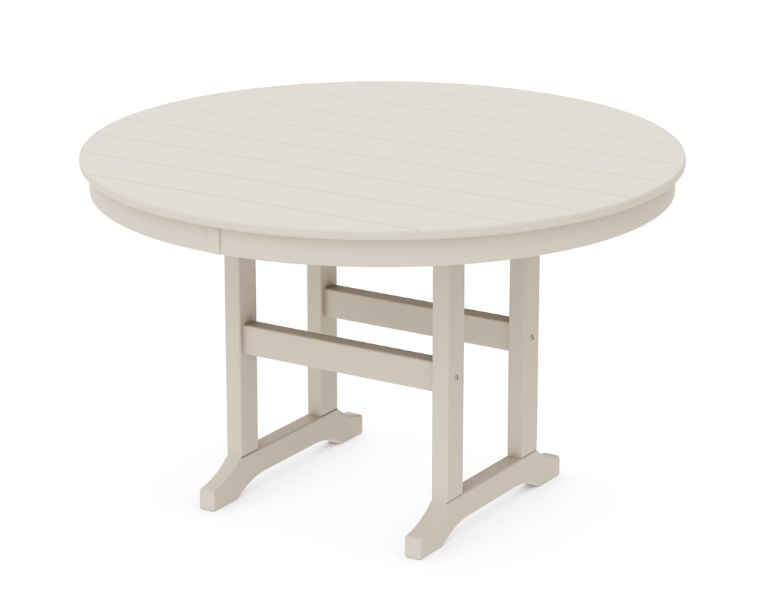 POLYWOOD 48" Round Farmhouse Dining Table in Sand