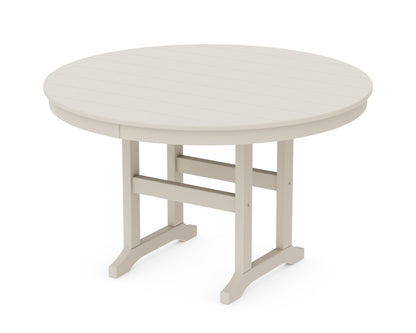 POLYWOOD 48" Round Farmhouse Dining Table in Sand
