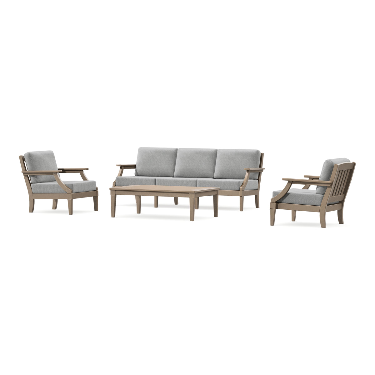 POLYWOOD PW Designer Series Estate 4-Piece Lounge Sofa Set in Vintage Sahara / Grey Mist