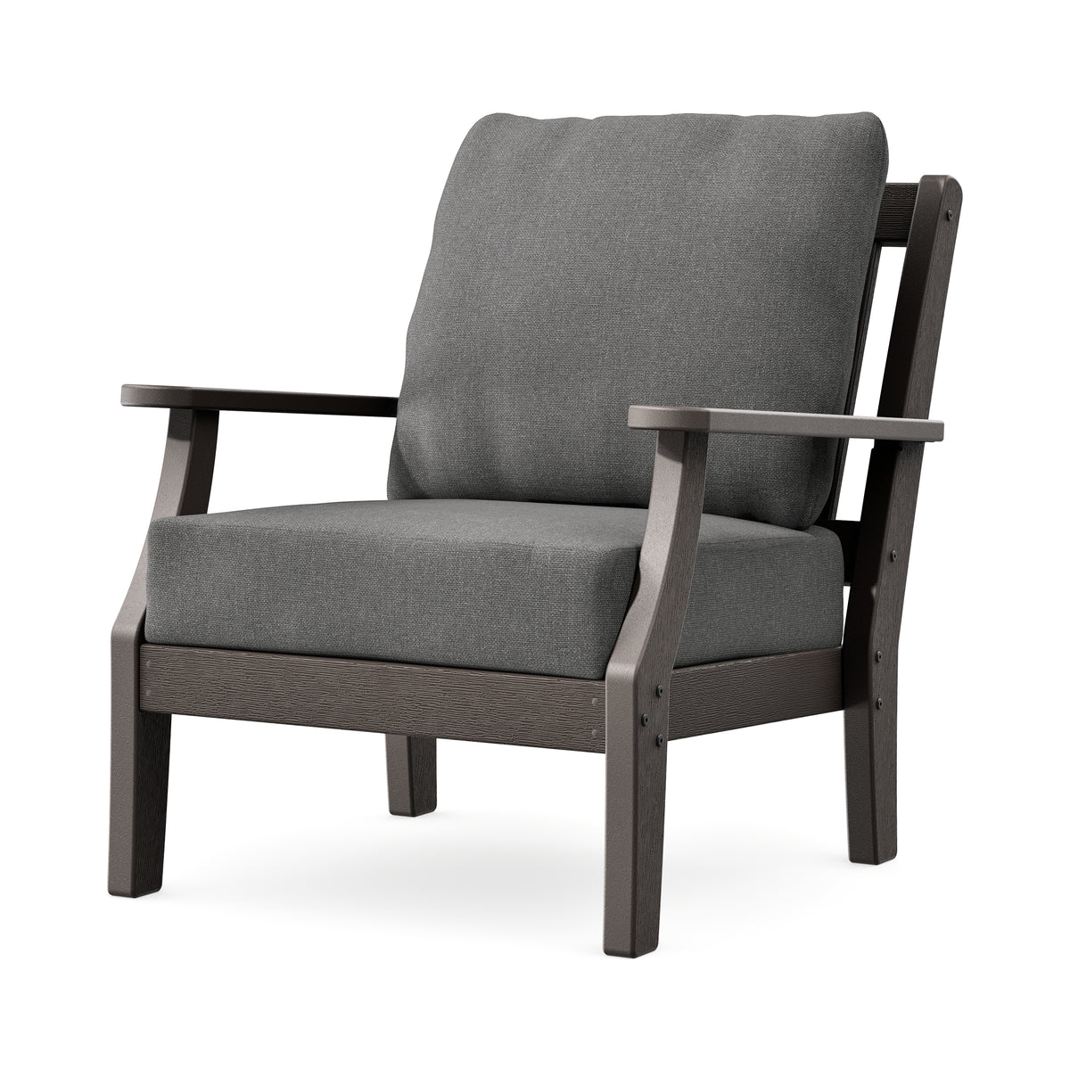 POLYWOOD Chinoiserie Deep Seating Chair in Vintage Coffee / Ash Charcoal