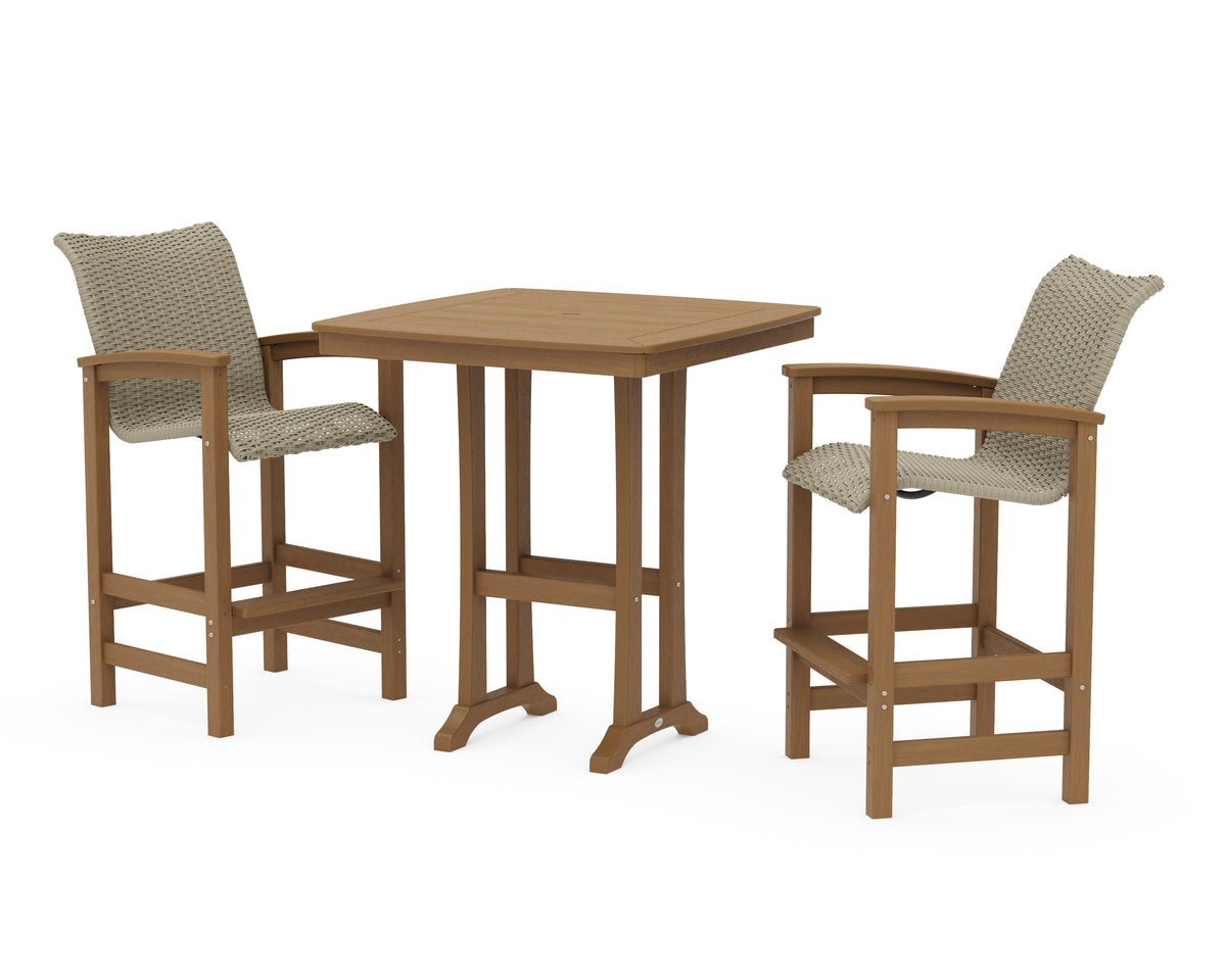POLYWOOD Coastal Woven 3-Piece Bar Set in Natural / Dune Grass