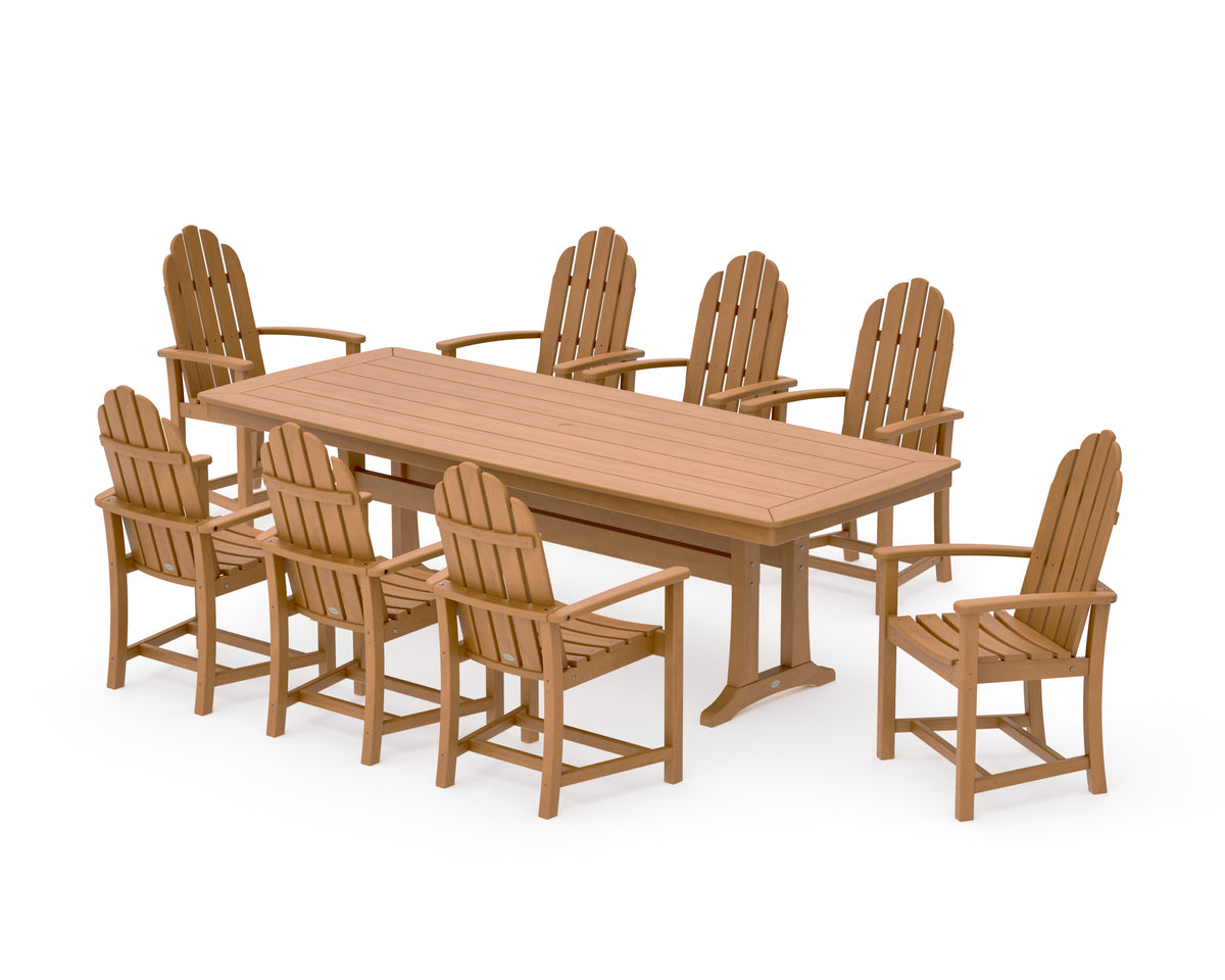 POLYWOOD Classic Adirondack 9-Piece Dining Set with Trestle Legs in Natural
