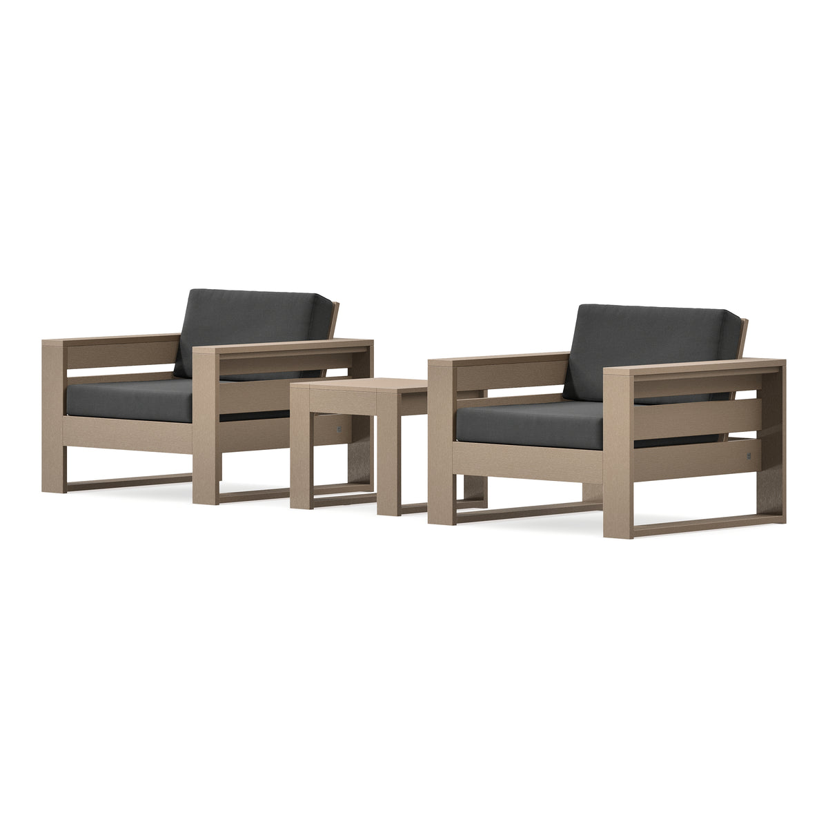 POLYWOOD PW Designer Series Latitude 3-Piece Lounge Chair Set in Vintage Sahara / Spectrum Carbon