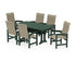 POLYWOOD Coastal Woven High-Back Arm Chair 7-Piece Dining Set with Trestle Legs in Green / Dune Grass