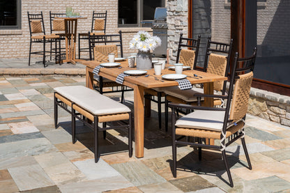 Lloyd Flanders Teak 63-84" Butterfly Leaf Umbrella Dining Table, lifestyle photo 5