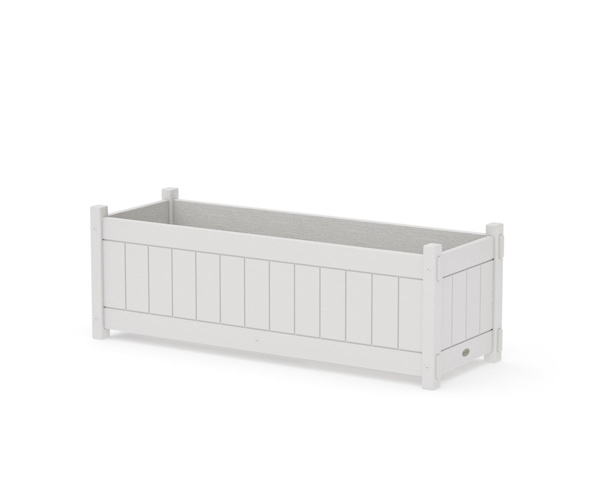 POLYWOOD Vineyard Rectangle Triple Planter Box in Vintage White