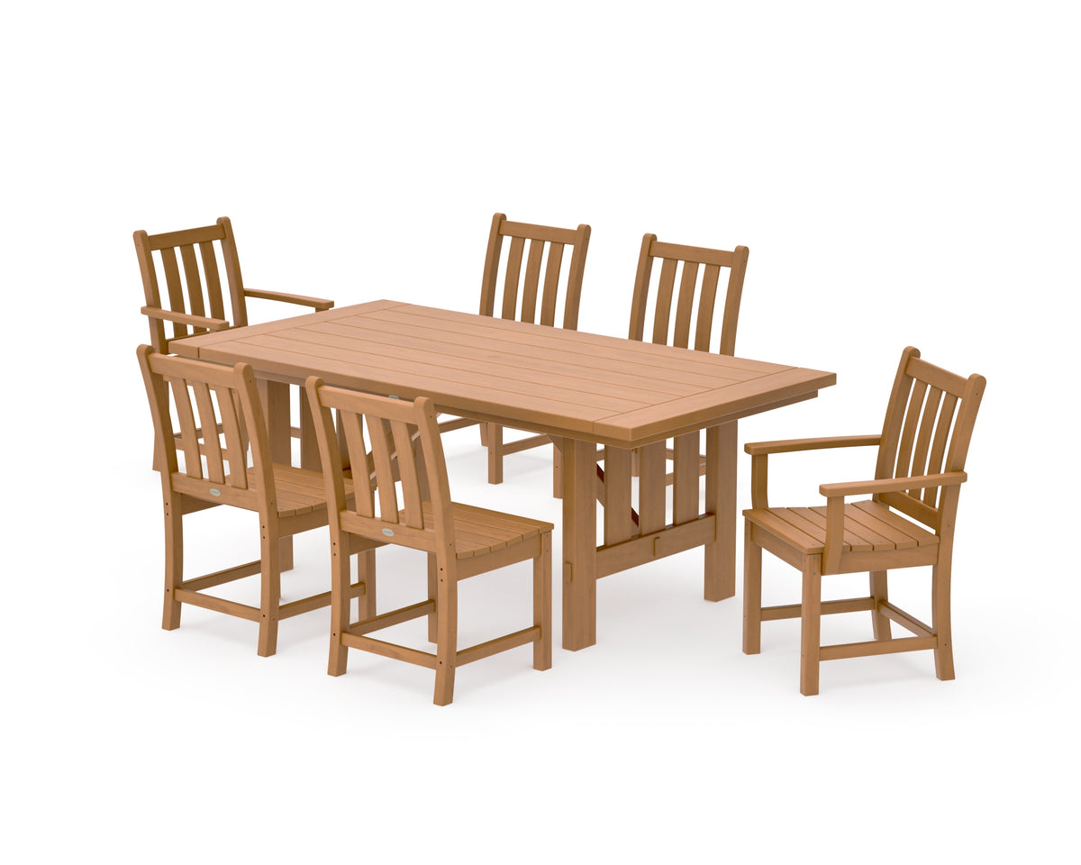 POLYWOOD Traditional Garden 7-Piece Dining Set with Mission Table in Natural
