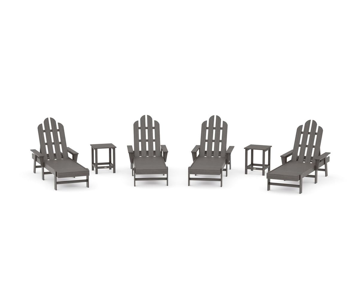 POLYWOOD Long Island Chaise 6-Piece Set in Driftwood