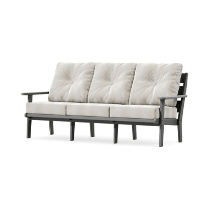 POLYWOOD Lakeside Deep Seating Sofa in Slate Grey / Clock Out Cloud