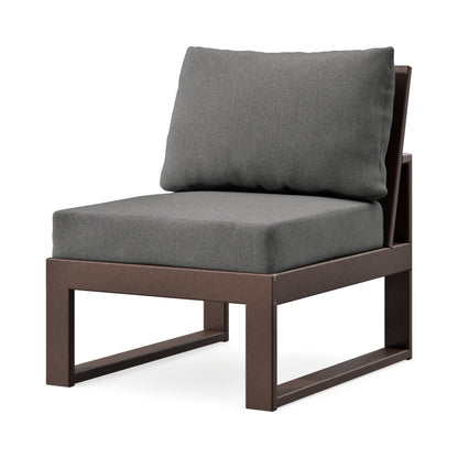 POLYWOOD Modular Armless Chair in Mahogany / Ash Charcoal