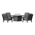 POLYWOOD Chinoiserie 5-Piece Deep Seating Set with Fire Pit Table in Black