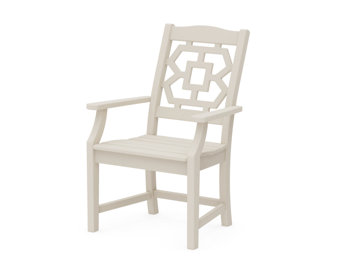 POLYWOOD Chinoiserie Dining Arm Chair in Sand