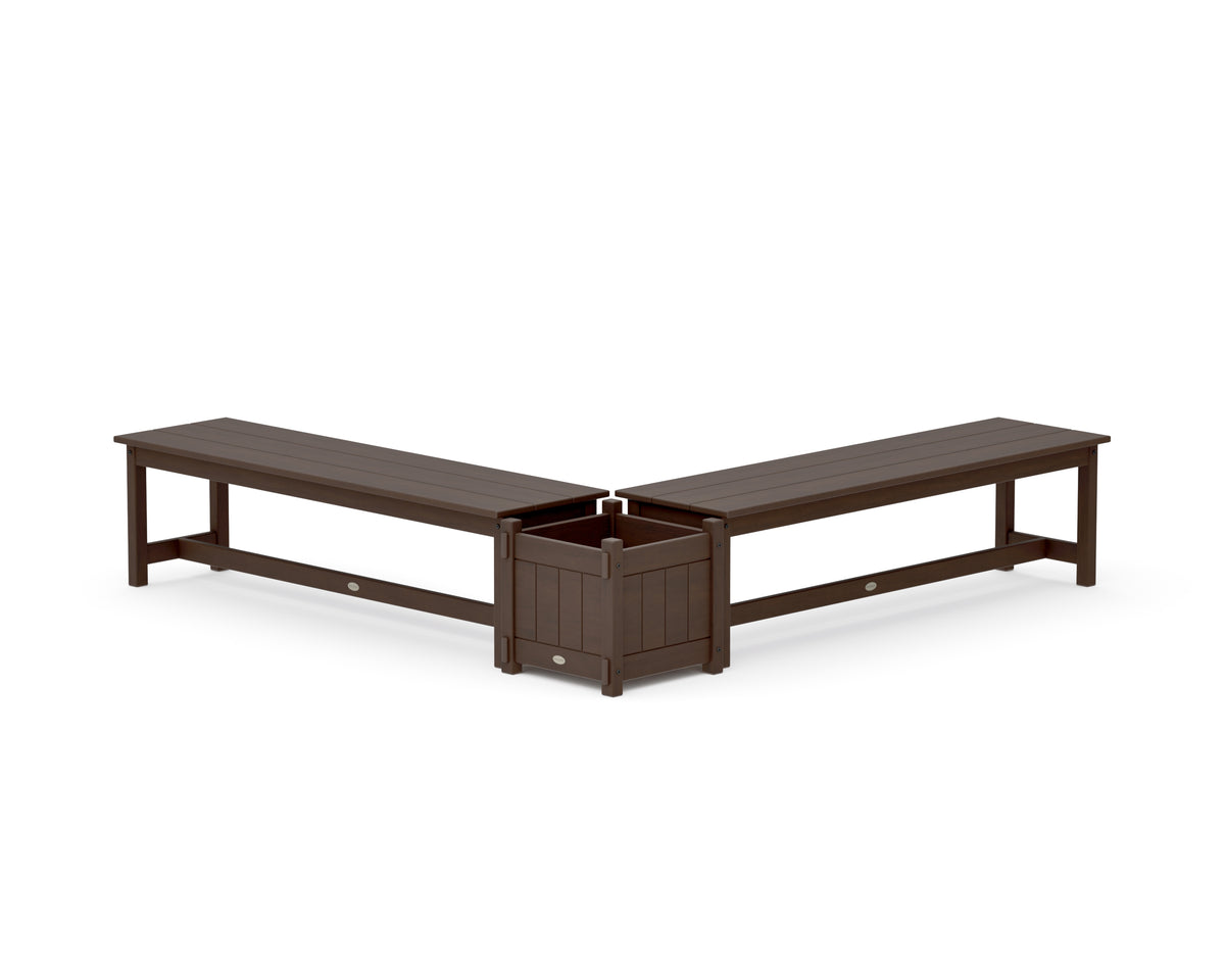 POLYWOOD 60" Vineyard L-Shaped Planter Bench Set in Kona