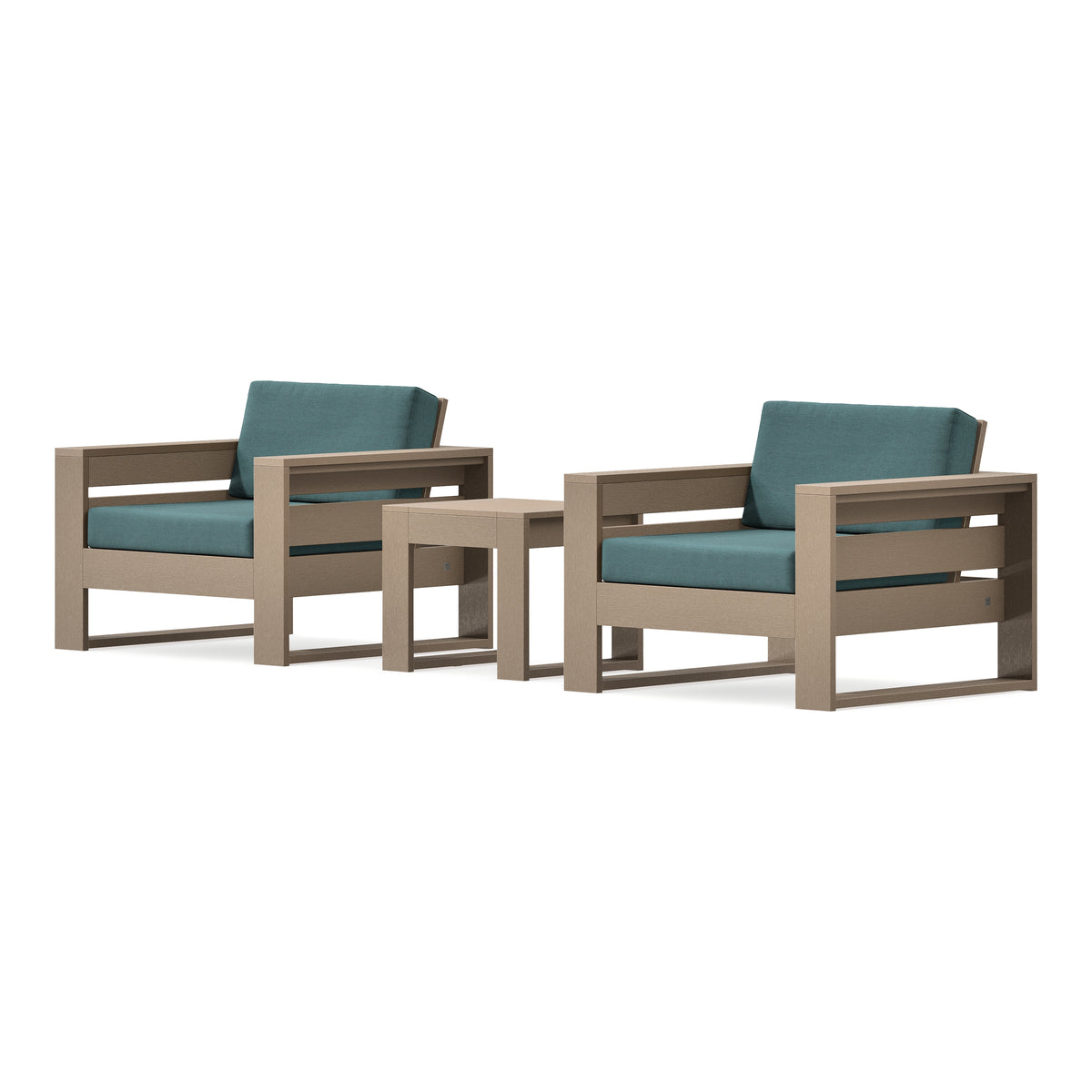 POLYWOOD PW Designer Series Latitude 3-Piece Lounge Chair Set in Vintage Sahara / Ocean Teal