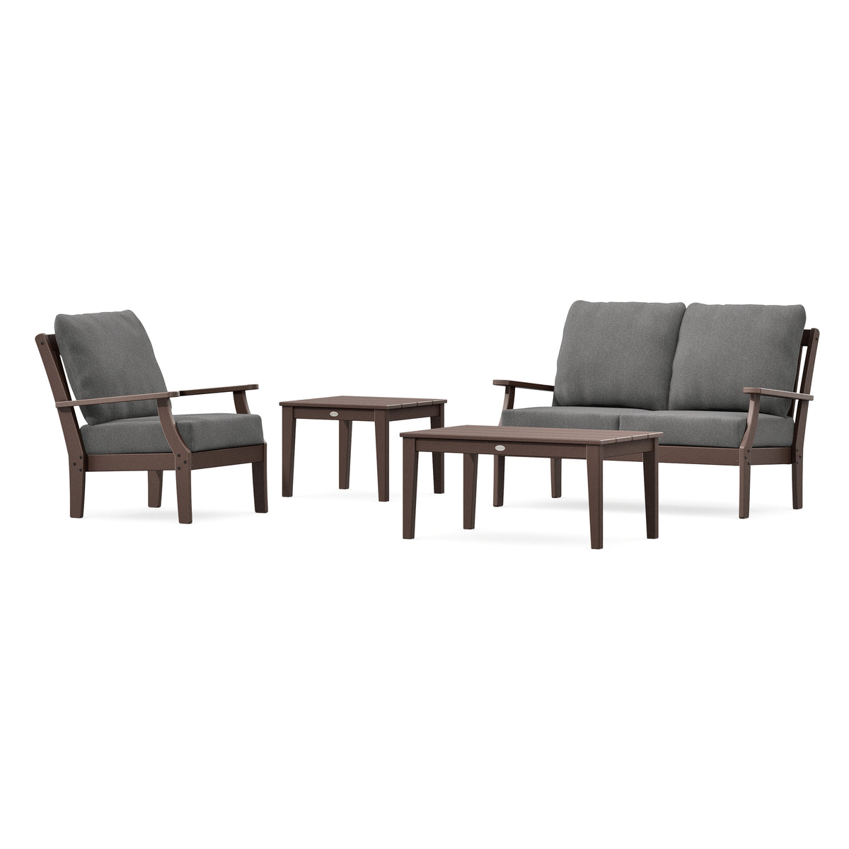 POLYWOOD Braxton 4-Piece Deep Seating Set in Mahogany