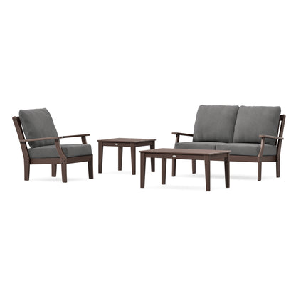 POLYWOOD Braxton 4-Piece Deep Seating Set in Mahogany