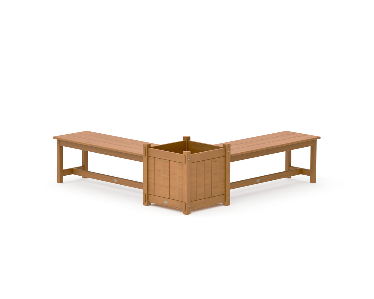 POLYWOOD 48" Vineyard L-Shaped Planter Bench Set - Large in Natural