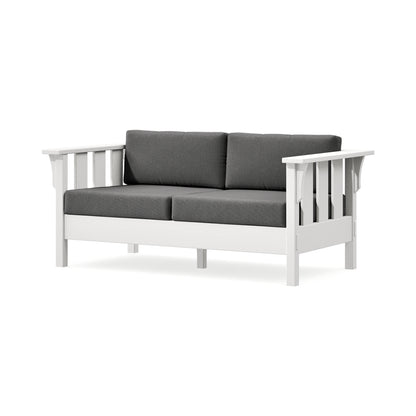 POLYWOOD Acadia Deep Seating Loveseat in Vintage White / Ash Charcoal