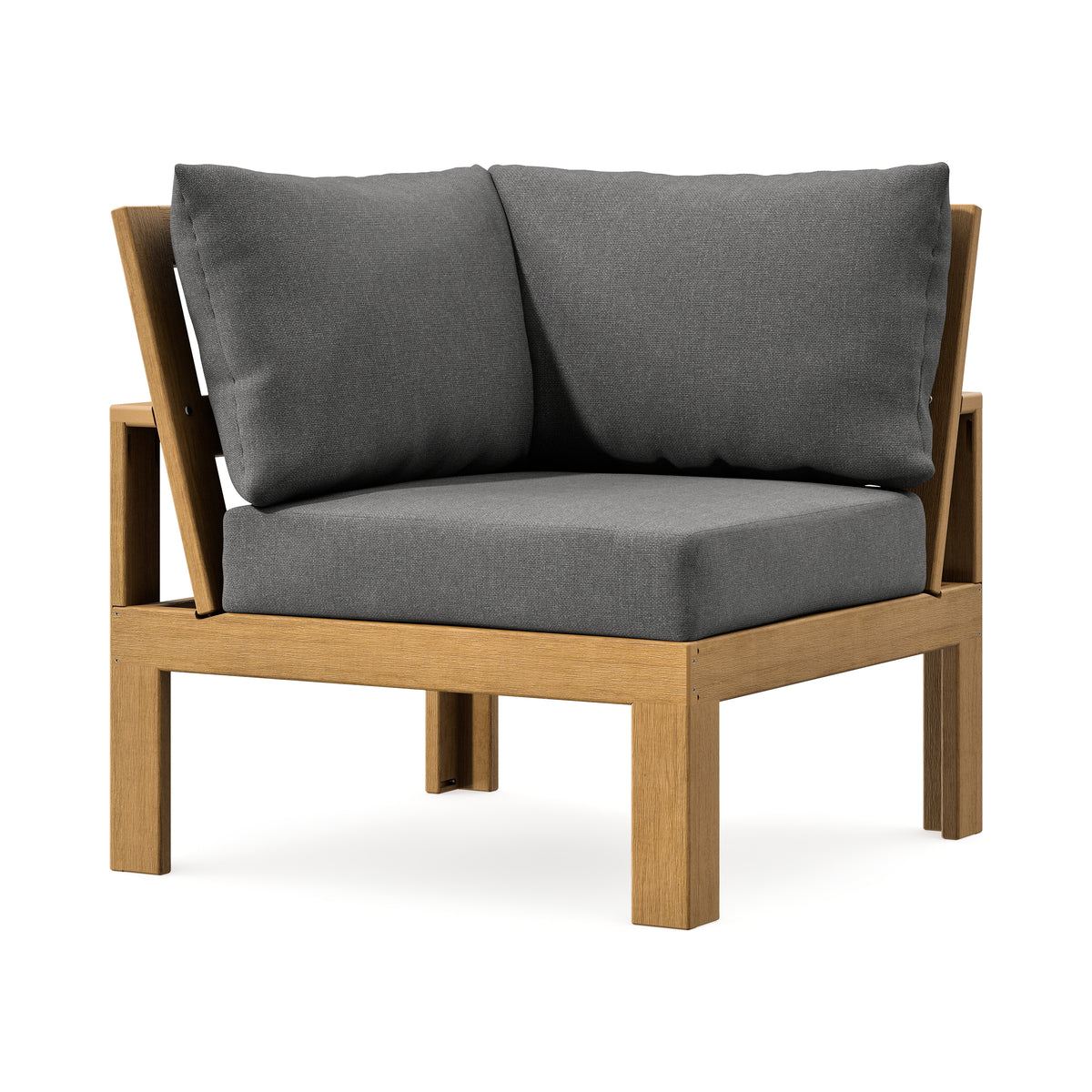 POLYWOOD Modular Corner Chair in Natural / Ash Charcoal